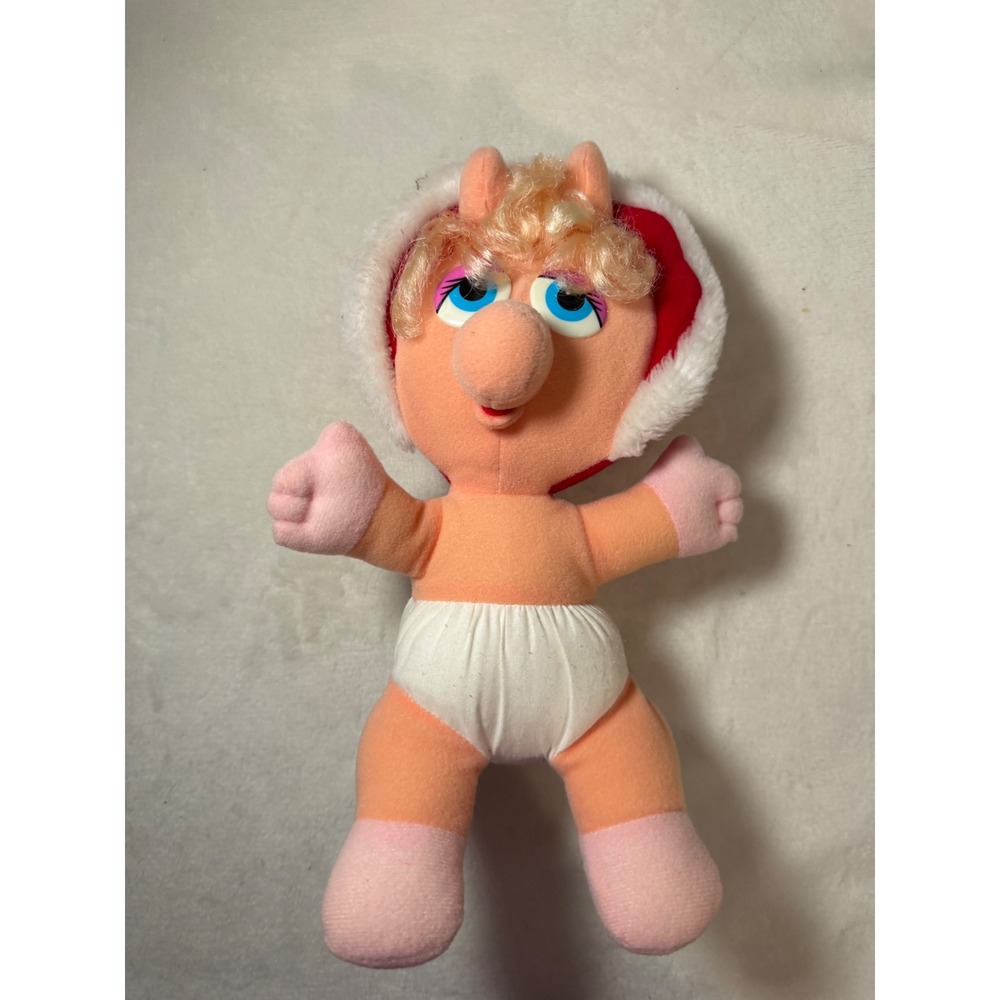 Vintage 1987 Muppet Babies Baby Miss Piggy Plush Red Bonnet Henson Associates